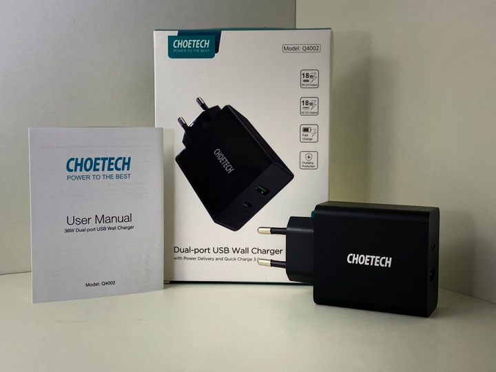 CHOETECH caricatore muro, con porta 1 usb-c e 1 “classica”, con potenza pari a 36 Watt 23-02-2020